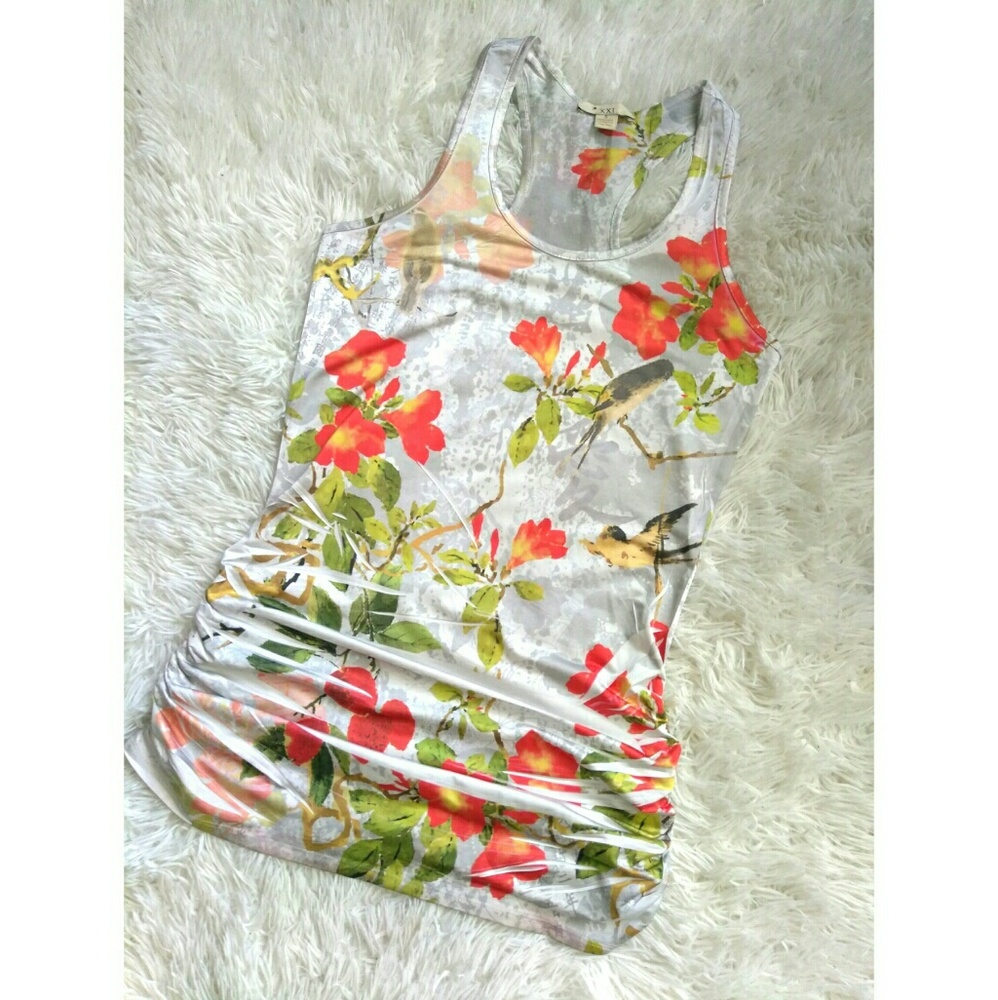 SOLD Spring Tank Top Tunic | Ruched Mini Dress